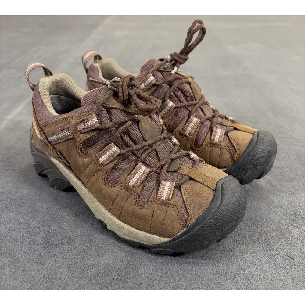 KEEN DRY Waterproof Leather Hiking Shoes Size 6 Brown/Gray/Purple Bnfts Charity